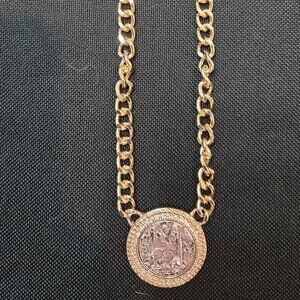 White House Black Market Mixed Metal Coin Short Necklace